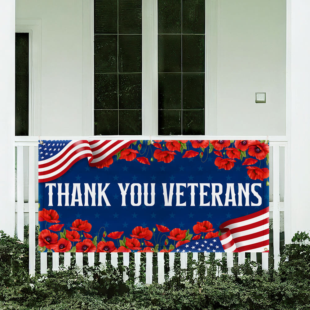 Veterans Day Thank You Veterans Fence Banner TQN3674FB