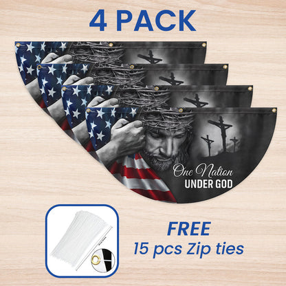 Jesus Flag One Nation Under God American Patriot Non-Pleated Fan Flag TRL06FLv5