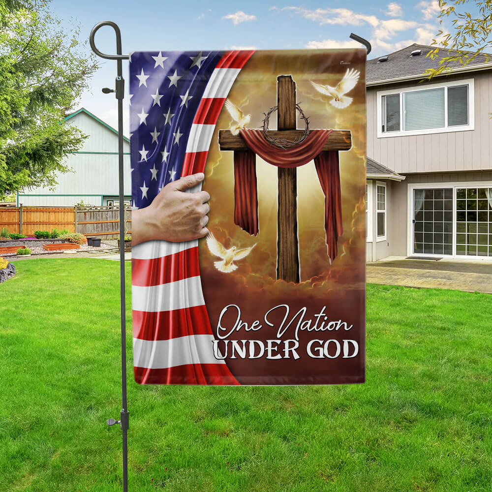 Flagwix American Flag - One Nation Under God Christian Cross American Flag TPT1317F