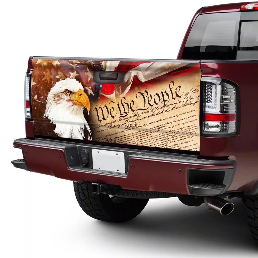 We The People. God Bless America. American Eagle Truck Tailgate Decal Sticker Wrap THH3719TD