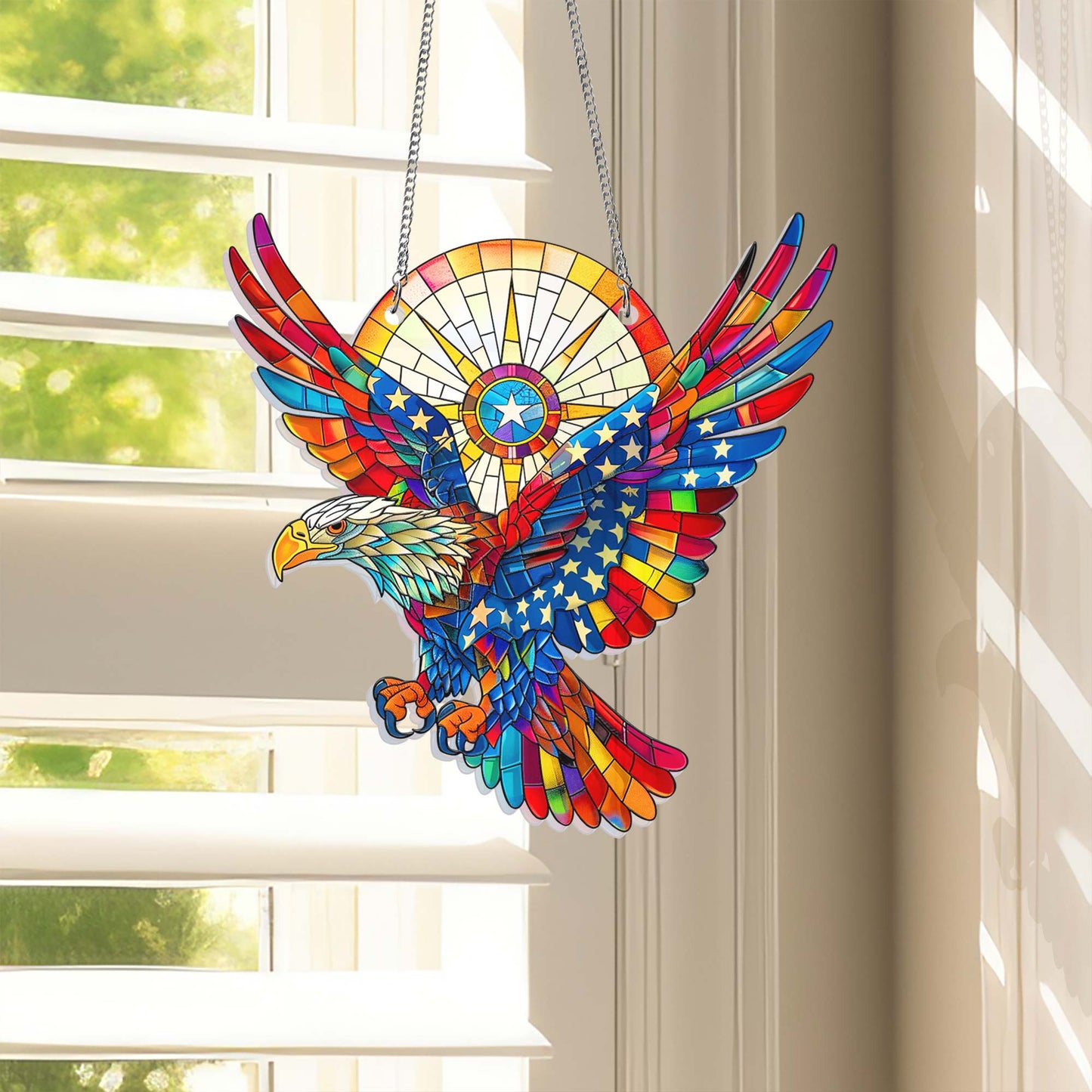 USA Flag American Eagle Suncatcher Acrylic Hanging VTM292ASn