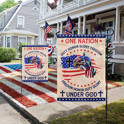 Flagwix American Flag - Patriot Eagle One Nation Under God Duty Honor Glory Freedom Flag MLN1429F
