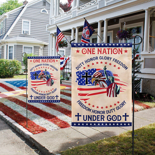 Flagwix American Flag - Patriot Eagle One Nation Under God Duty Honor Glory Freedom Flag MLN1429F
