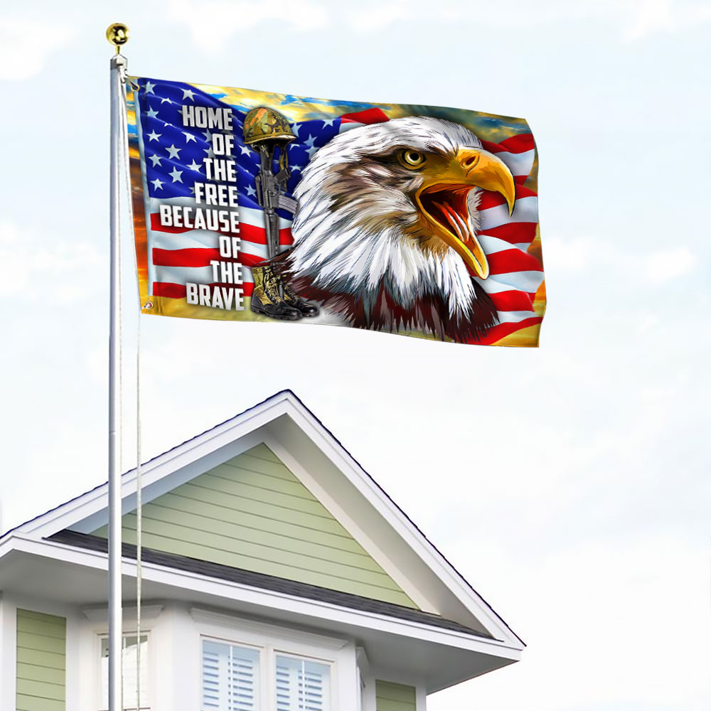 Eagle American Grommet Flag, Home Of The Free Because Of The Brave QNK1056GF