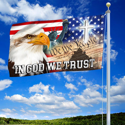 In God We Trust, We The People, Christian Cross American Eagle Flag TPT107GF