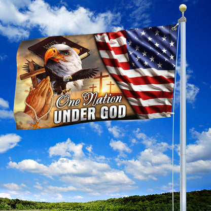 Patriotic Eagle American Flag One Nation Under God Grommet Flag MLN192GF