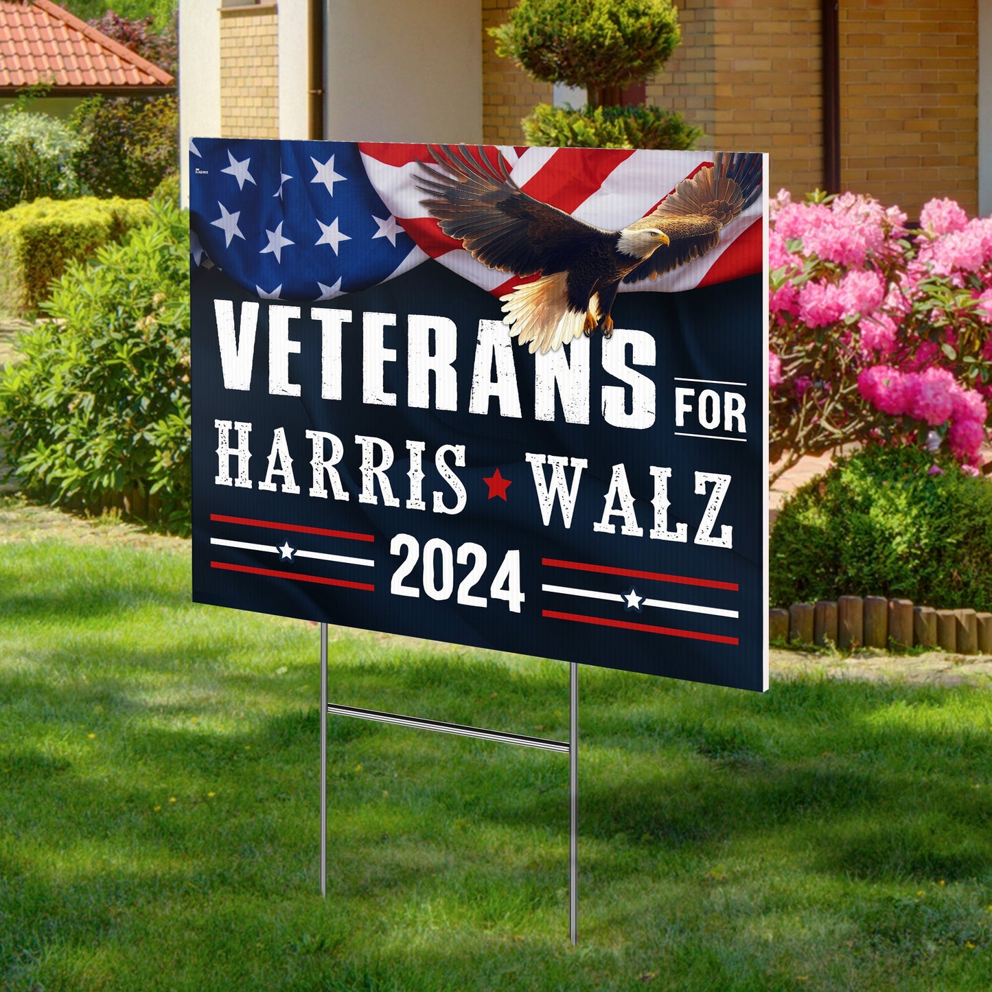 Veterans for Harris Walz 2024 Election Yard Sign MLN3928YS