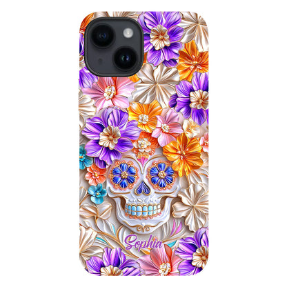 Floral Skull - Personalized Skull Full Print Phone Case