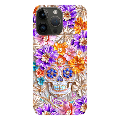 Floral Skull - Personalized Skull Full Print Phone Case