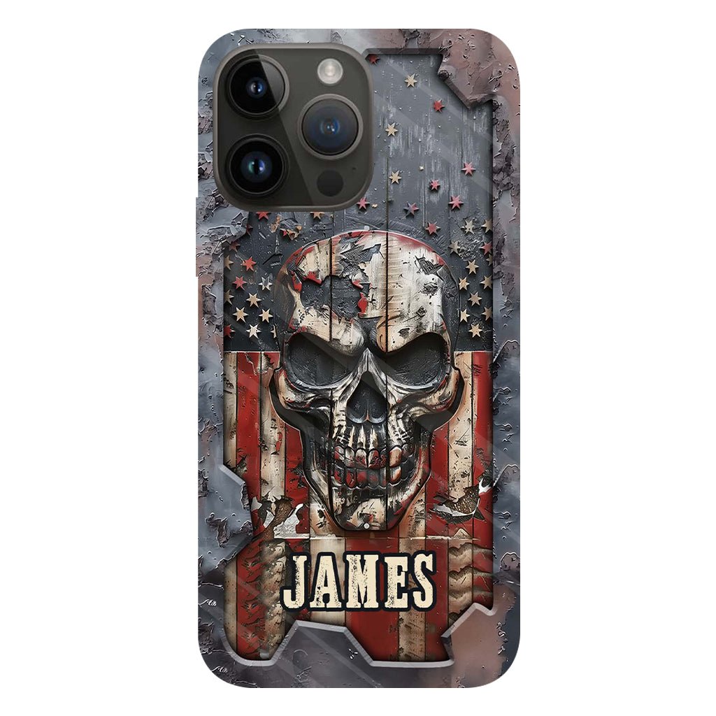 Patriotic Skull Lover - Personalized Skull Full Print Phone Case