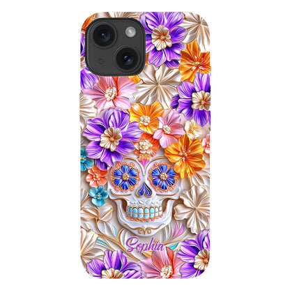 Floral Skull - Personalized Skull Full Print Phone Case