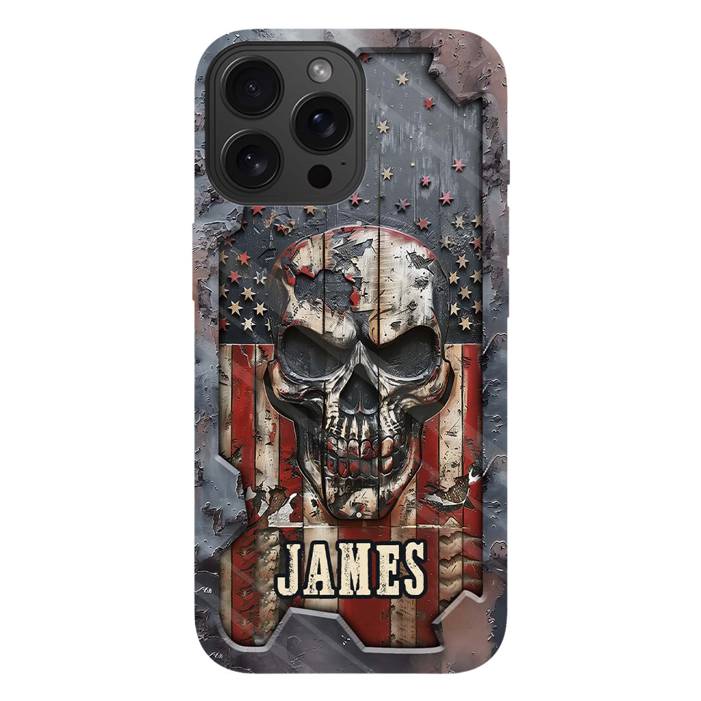 Patriotic Skull Lover - Personalized Skull Full Print Phone Case