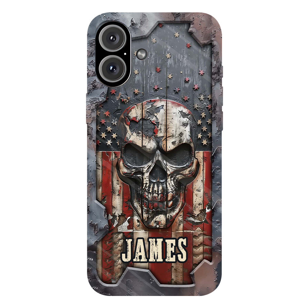Patriotic Skull Lover - Personalized Skull Full Print Phone Case